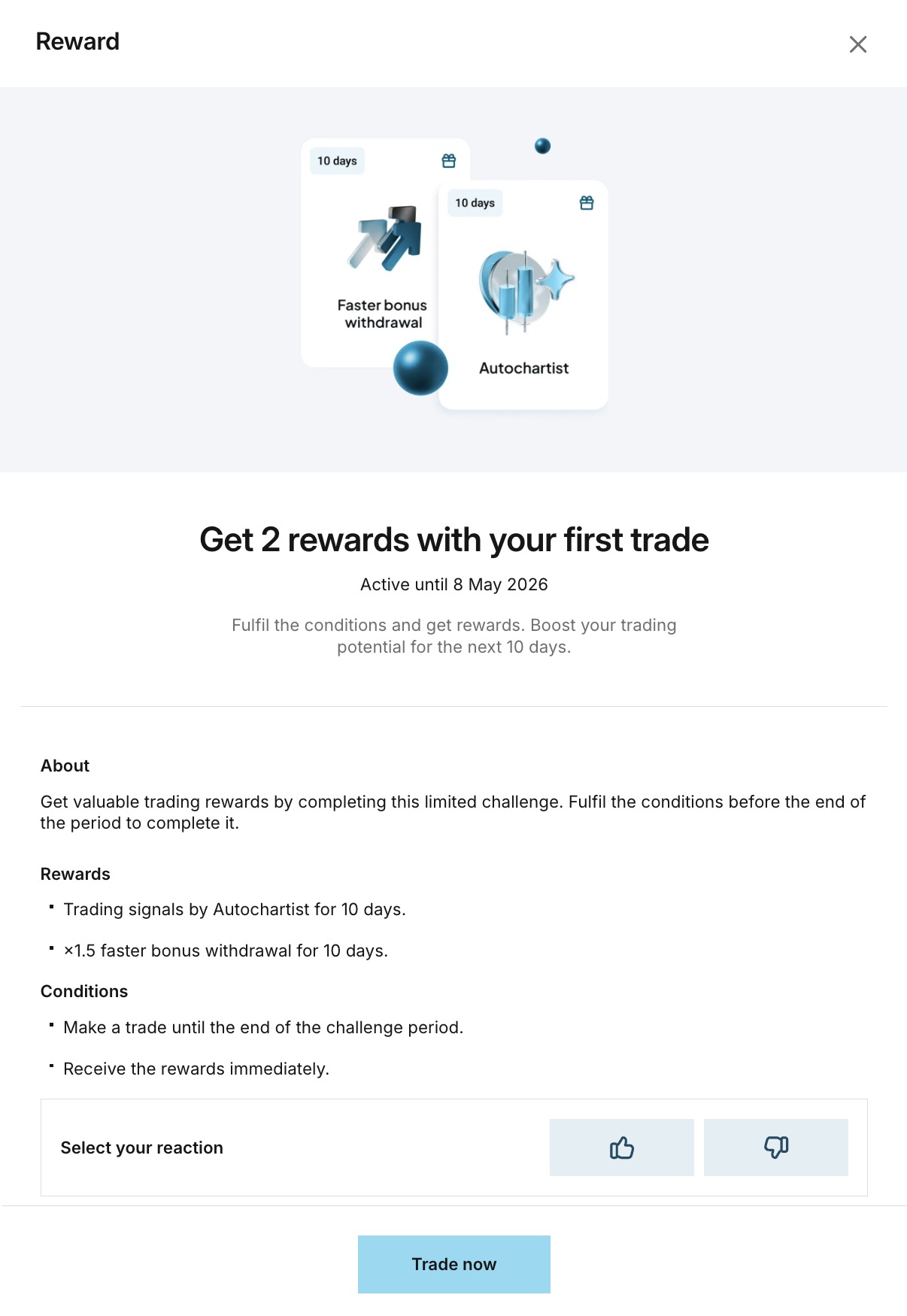 New trader reward